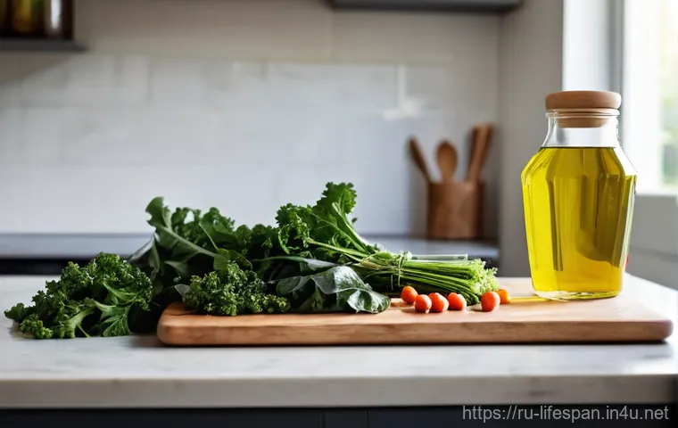수명 연장에 좋은 식품 - **Prompt:** A meticulously composed still life photo featuring a healthy breakfast scene. The center...