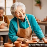 정신적 노화와 평균수명 - **A vibrant senior woman with a radiant smile, wearing a stylish pantsuit and comfortable sneakers, ...