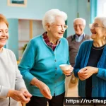 Home 20 평균수명 증가에 따른 연금 제도 변화 - A diverse group of elderly people from Russia and Northern Europe engaged in a lively community cent...