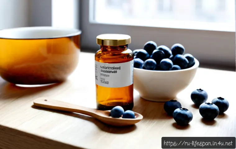 Home 13 항노화 보조제 - Photorealistic wellness still life for an anti-aging supplement article, unbranded amber glass suppl...