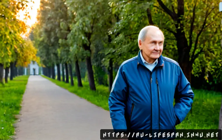 Home 15 고혈압과 평균수명 - Photorealistic lifestyle scene of a Russian senior couple in their early seventies taking a calm mor...